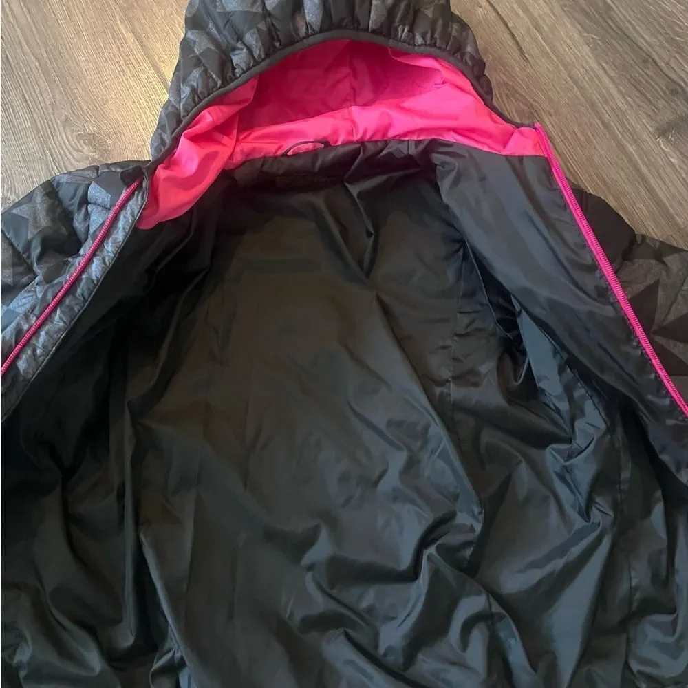 Xersion Girls Black Hooded Midweight Puffer Jacket 10-12